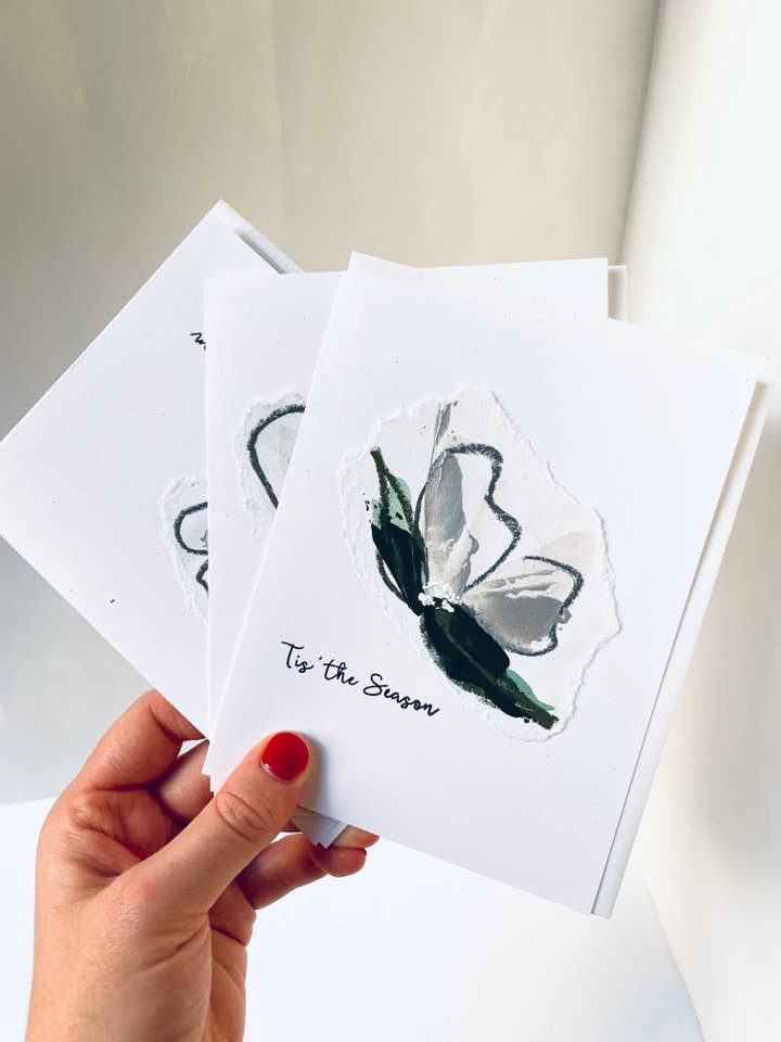 Håndmalet feriekort med frøpapir, plantbart, unikt for engroshandel hos Atelier By Cat