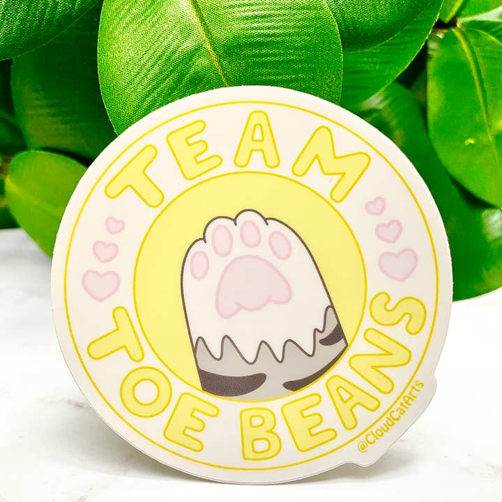 Cloud Cat Arts - Wholesale Sticker - Team Toe Beans - Cat Paw - Vinyl Sticker, weather resistant2