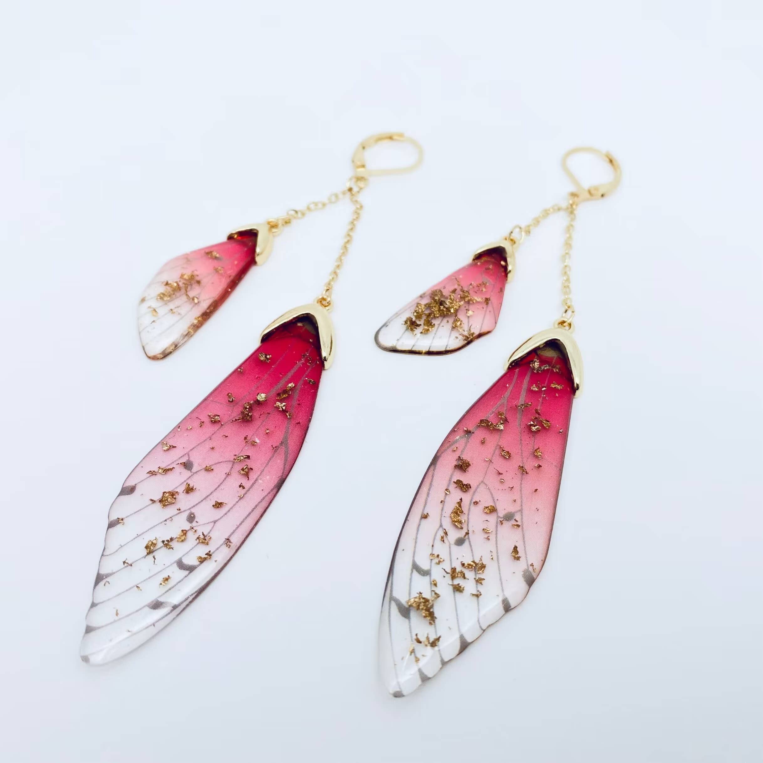 Mio Queena - Wholesale Clip-On Earrings - Butterfly Wings Ear Clip Gradient Color Cicada Wing Earrings5