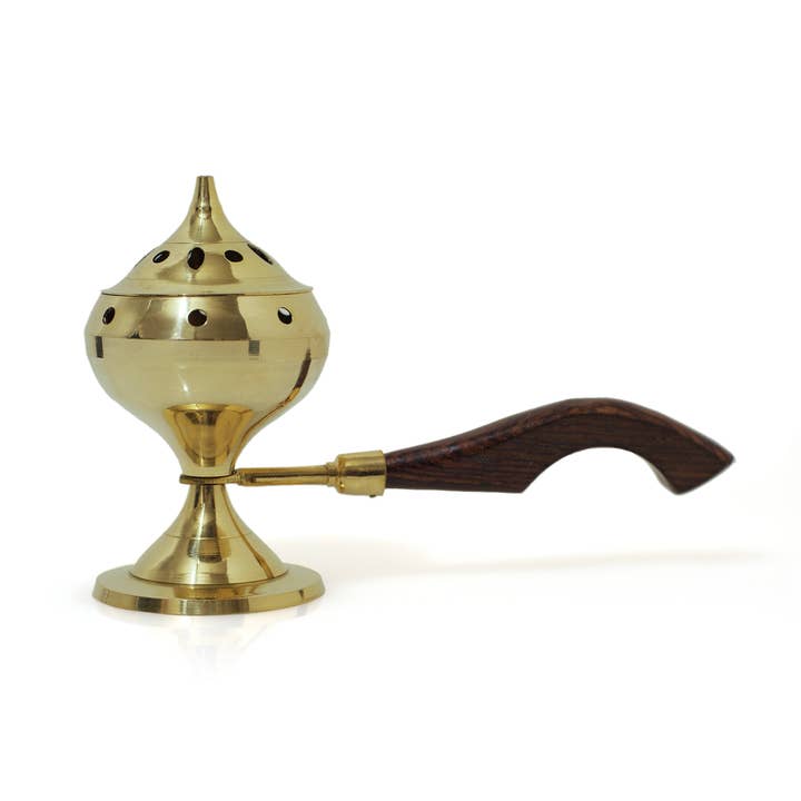 Queimador - Queimador de Latão com Cabo de Madeira 14cmAx7,5cmDx21,5cmC por atacado de Prabhuji's Gifts