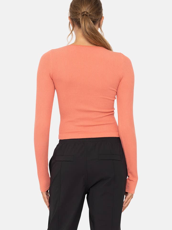 Mono B – wholesale Knit top – Women's – Seamless Ribbed Long Sleeve Top6