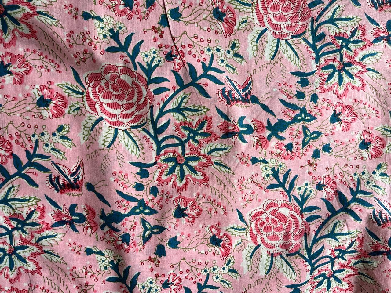 Bhawana Handicrafts - Wholesale Fabric Paint - Natural Floral Printed Dressmaking Fabric Indian Cotton Boho1