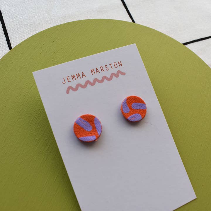 Jemma Marston - Wholesale Stud/Post Earrings - Colour Mini Leather Painted Stud Earrings8