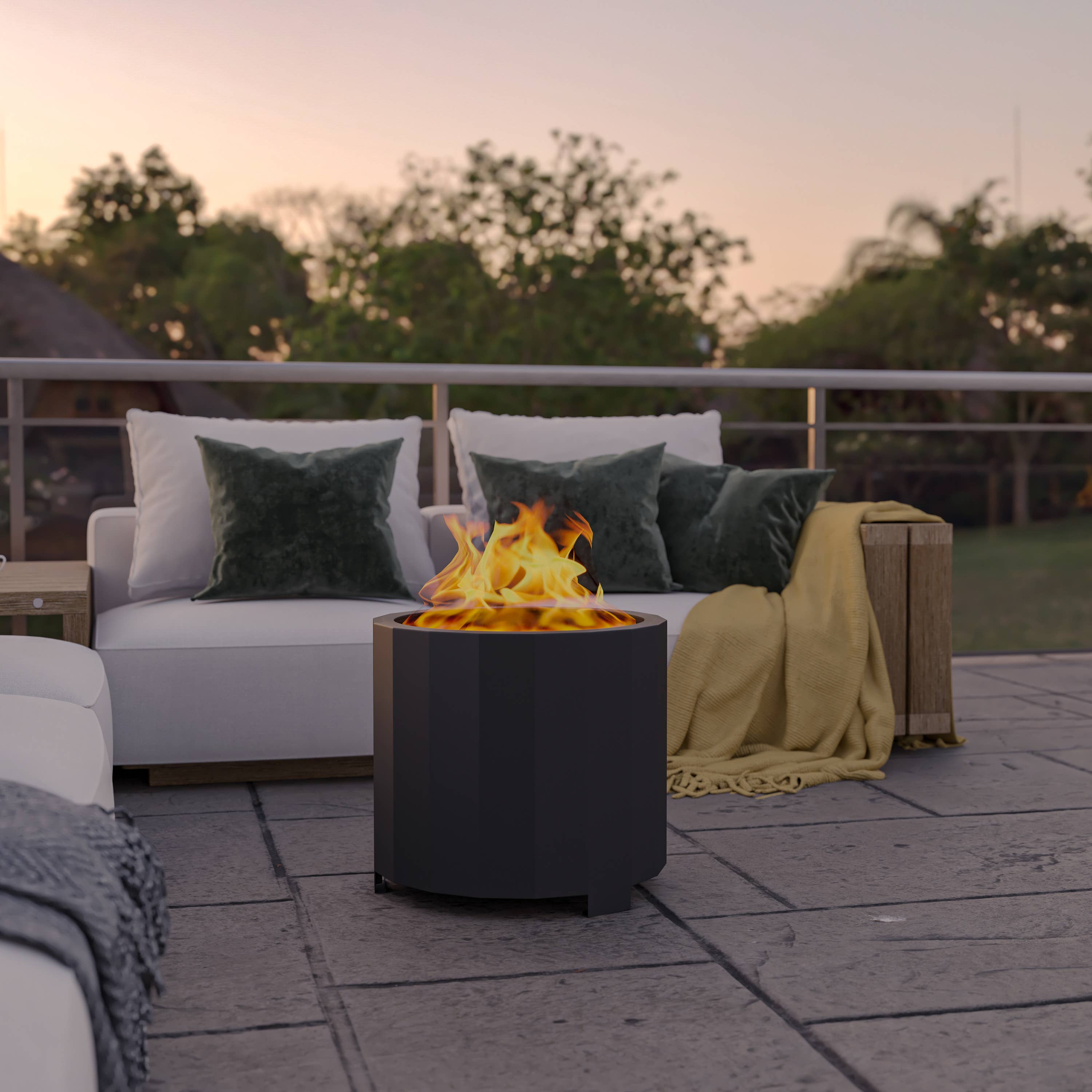 Houswise Tabletop Fire Pit - Concrete Outdoor & Indoor Fire Pit Tabletop,  Smores Maker Kit, Table Top Firepit, Small Portable Mini Indoor Fireplace