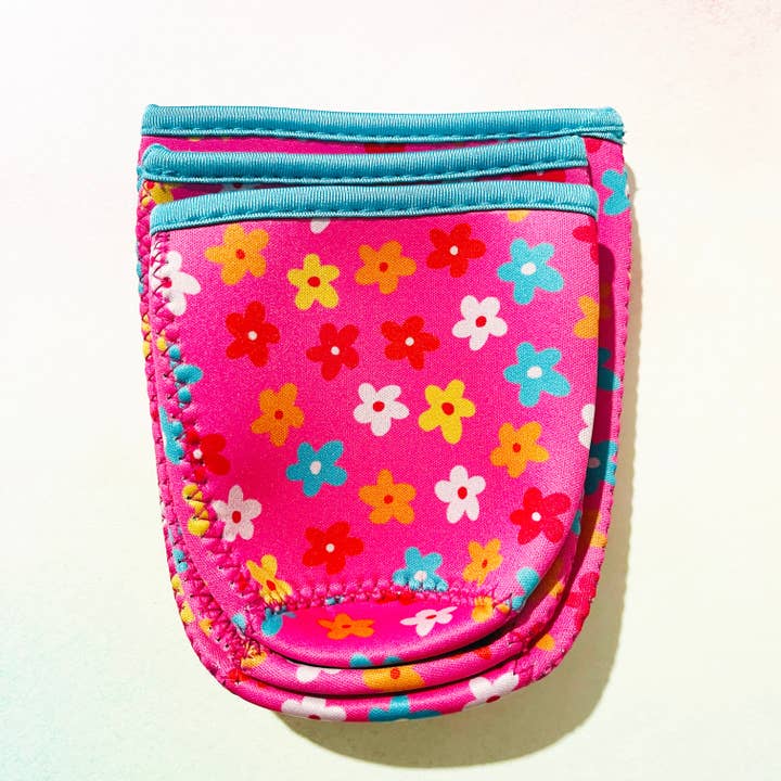 Sonny Rising - Wholesale Drink Huggers & Koozies - Iced Coffee Sleeve, Bright Pink Floral