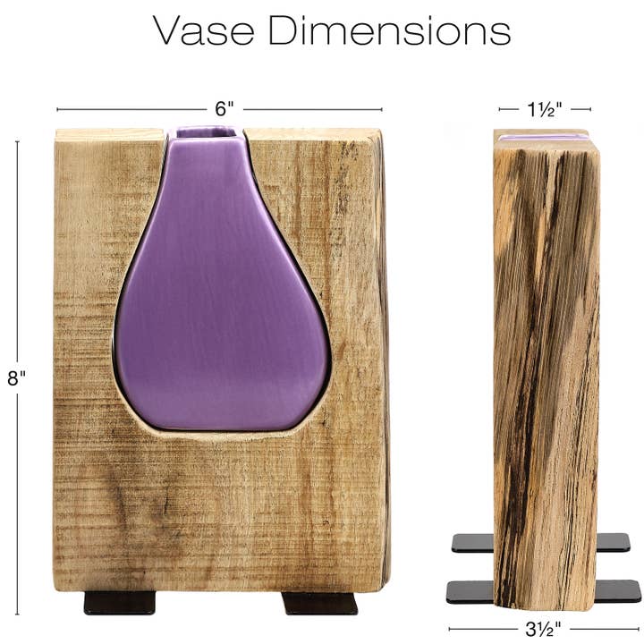 Glass and Wood Rustic Flower Vase - Table Top Display for wholesale by Excello Global Products