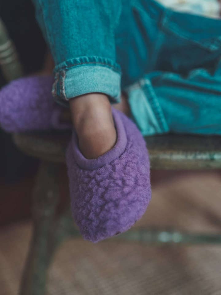 We Are Wovens - Wholesale Slippers - Kids - Kids Ballerina Sloffen - 100% Schapenwol - Lila0