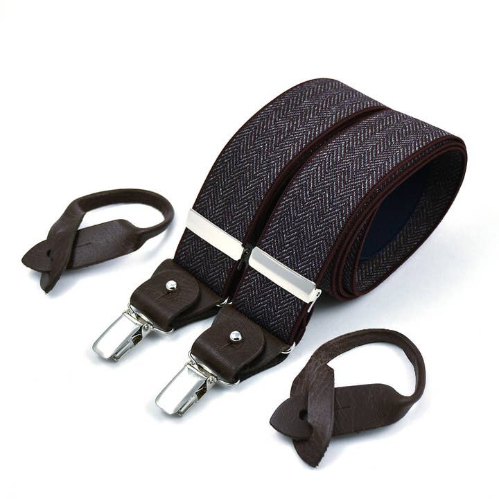 Superior wide suspenders - Wine chevron for wholesale by Bertelles