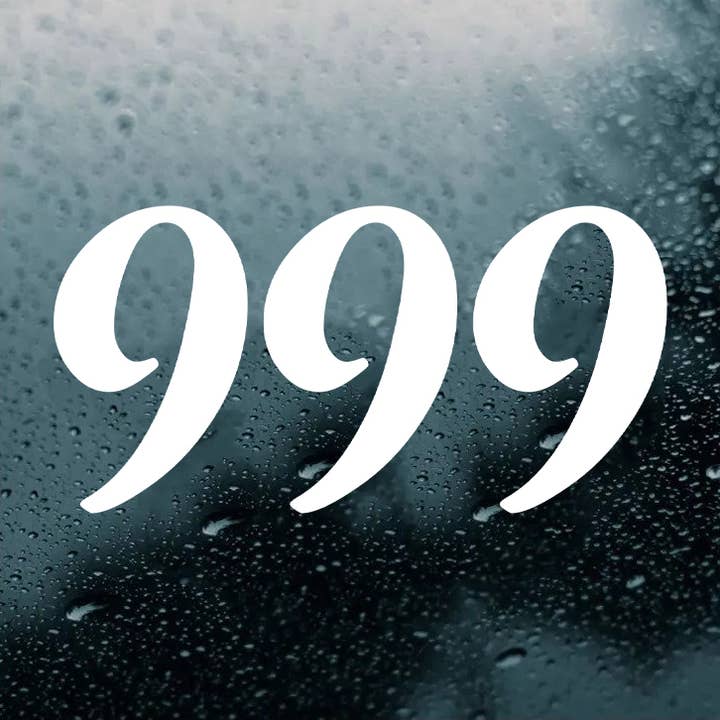 Angel Numbers 999 - White Vinyl Decal Die Cut Sticker for wholesale by Minglewood Trading