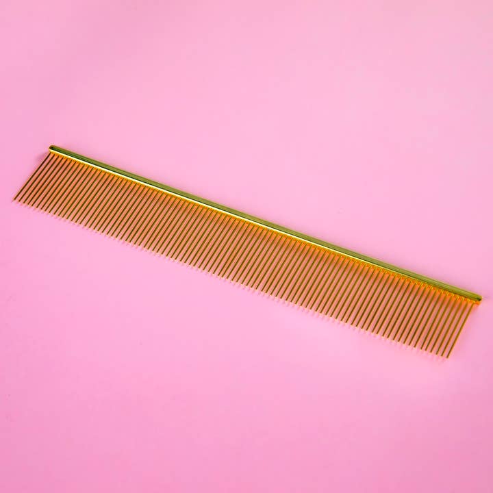 Melanie Newman Salon Essentials - Venta al por mayor Cepillo - Gatos y perros - Peine de dientes finos dorado Melanie Newman