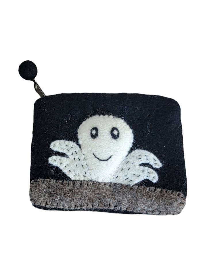 BA677 Wool Felt Animal Coin Purse Octopus for wholesale by Evergreen Guardian Imports