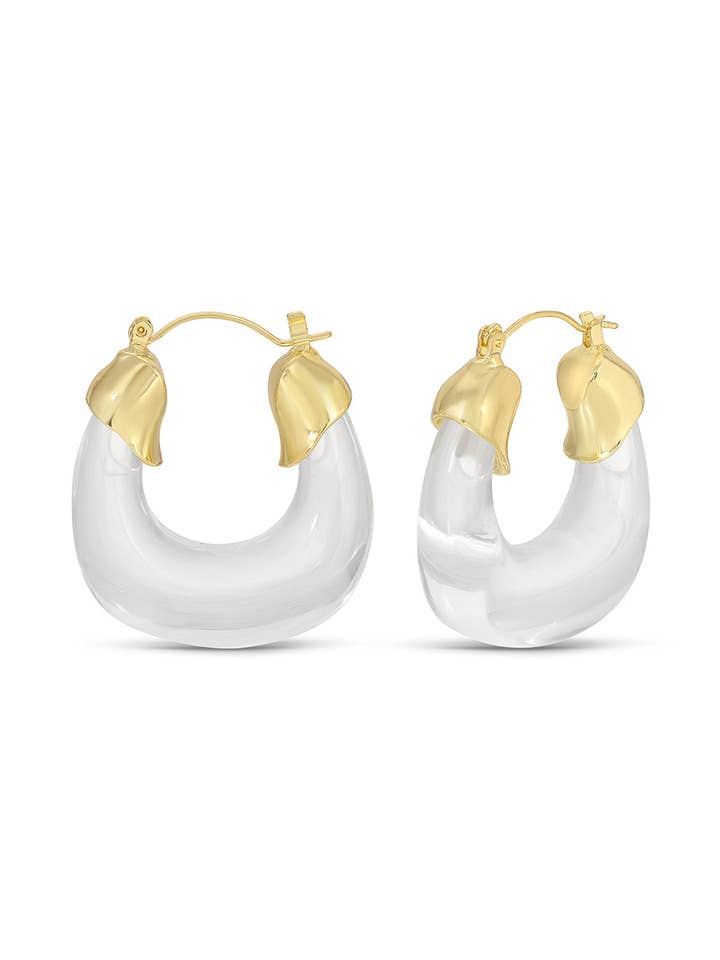 Boucles d'oreilles à boucle en acrylique Alora pour la vente par Eye Candy Los Angeles