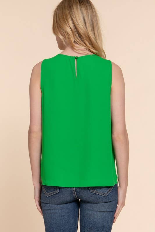 Active Basic | Active USA - Wholesale Blouse - Women's - Sleeveless Round Neck Woven Top5