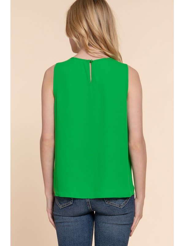 Active Basic | Active USA - Wholesale Blouse - Women's - Sleeveless Round Neck Woven Top5