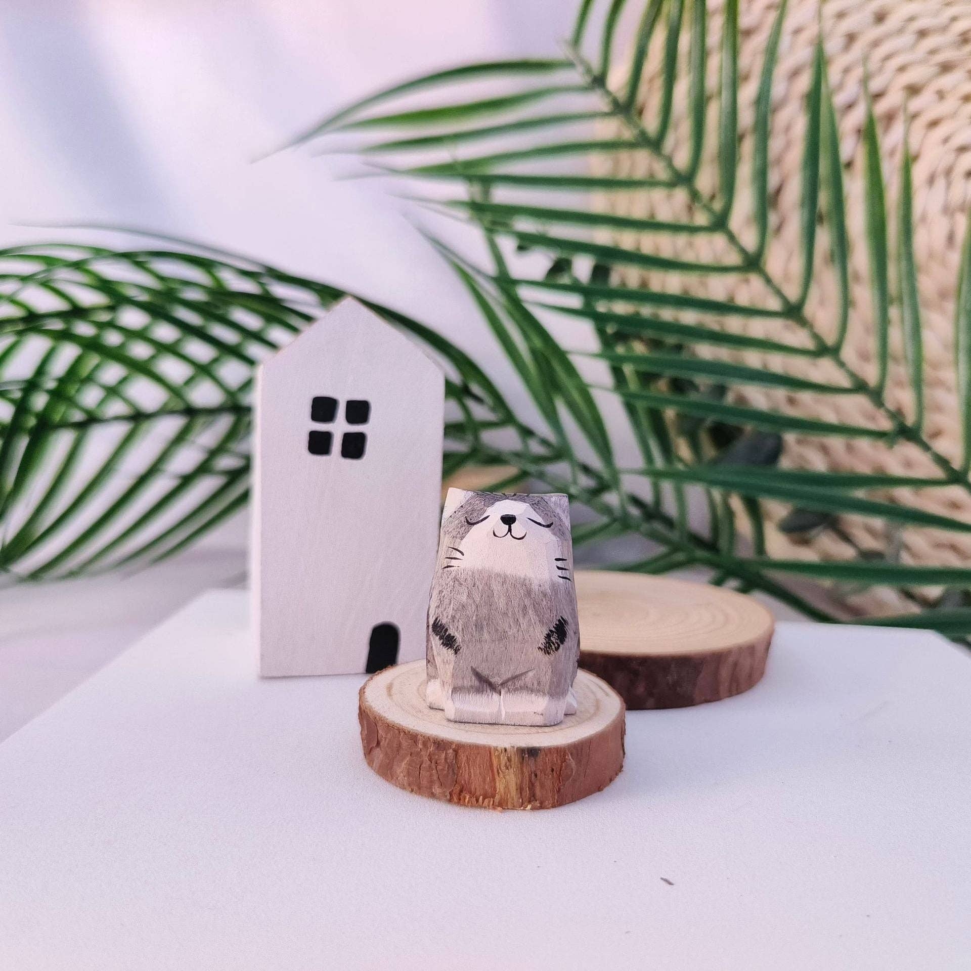 Gohobi （We cover U.S. import duties） - Wholesale Decorative Figurine - Gohobi Handcrafted Wooden Sitting Cats Ornament6