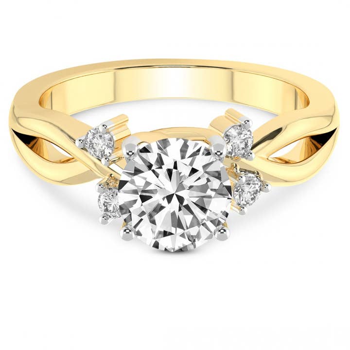 Twistbånd Radiance rund laboratoriedyrket diamant center forlovelsesring for engroshandel hos Caratina