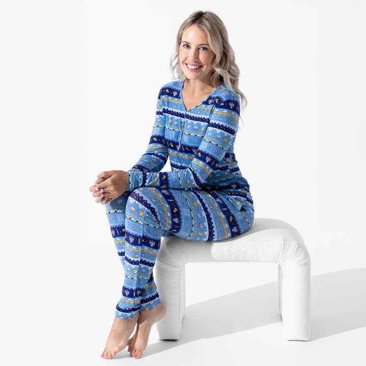 Hanukkah Fair Isle Bambus Damen-Pyjama-Set für den Großhandel von Bellabu Bear