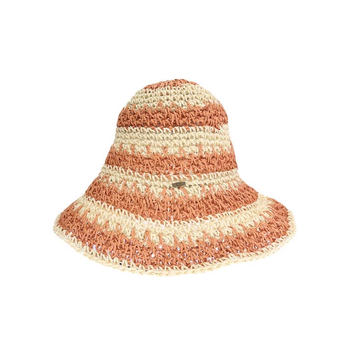 Hot Pink Broad Striped Paper Straw Hand Crochet C.C Bucket Hat ST4245 for wholesale on Faire4
