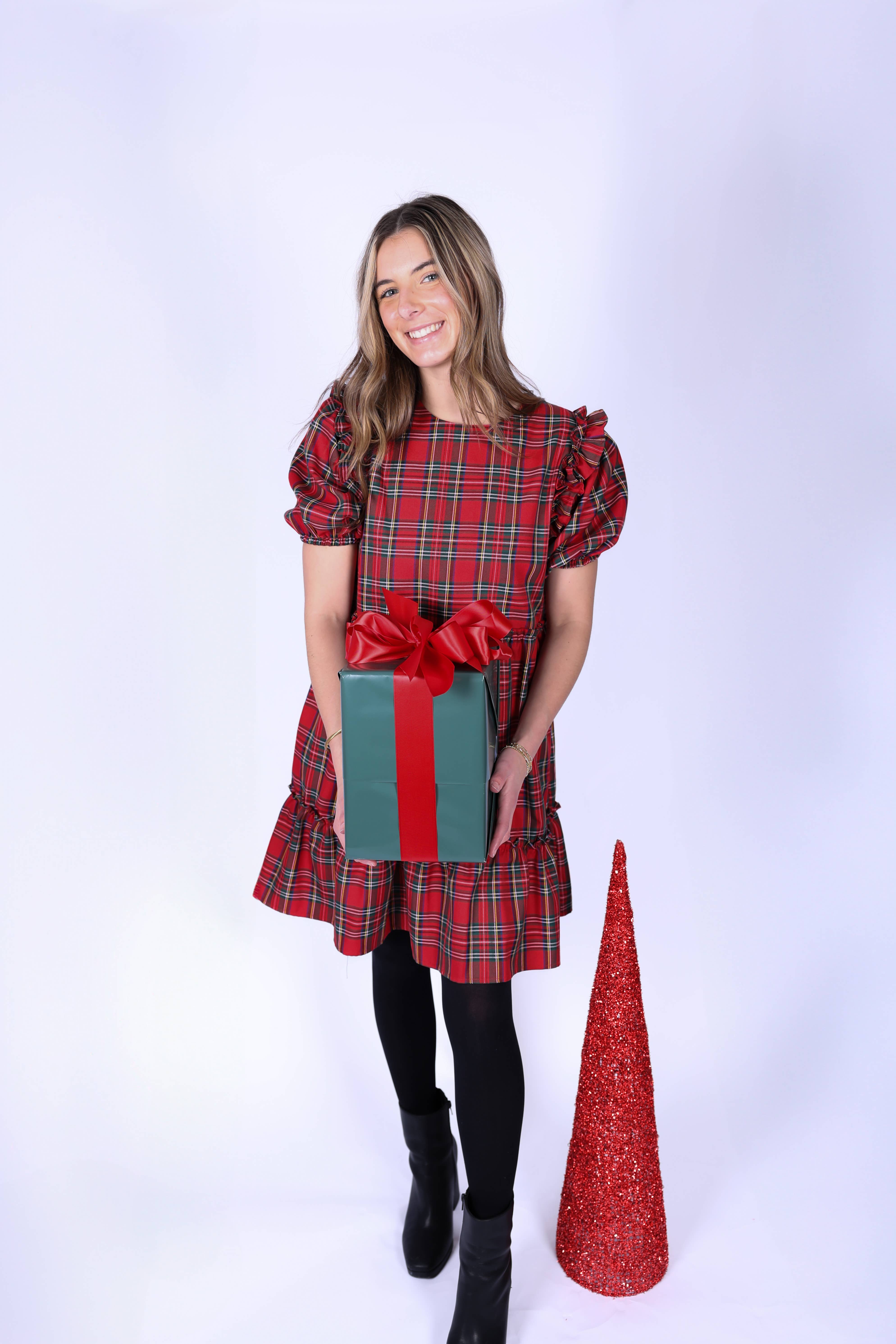 Top It Off - Wholesale Dress - Women's - Belle Tartan Plaid Dress Holiday Charm Winter 20253
