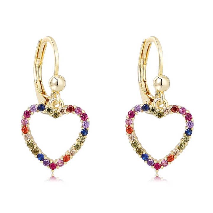 Rainbow Heart Lever Back voor wholesale door The Tiny Gem