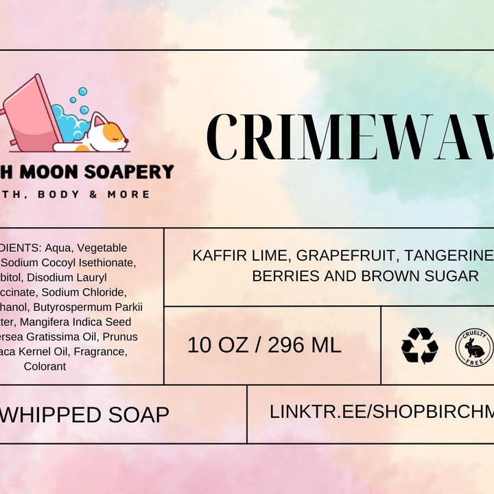 Savon fouetté Crimewave pour la vente par Birch Moon Soapery