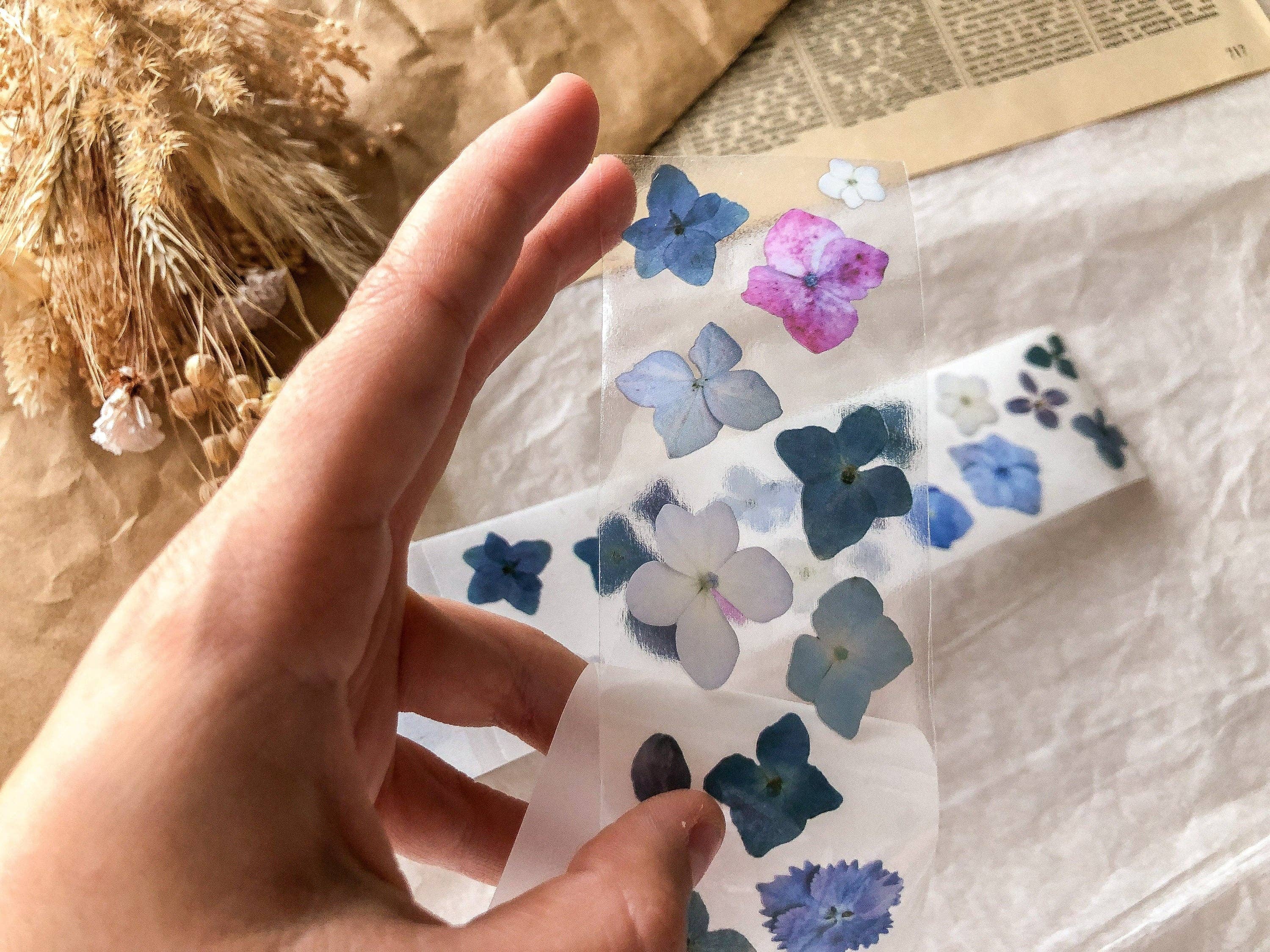 samesjournal - Vente Rubans adhésifs Washi - Ruban adhésif PET hortensias, washi transparent 5 m x 4,5 cm2