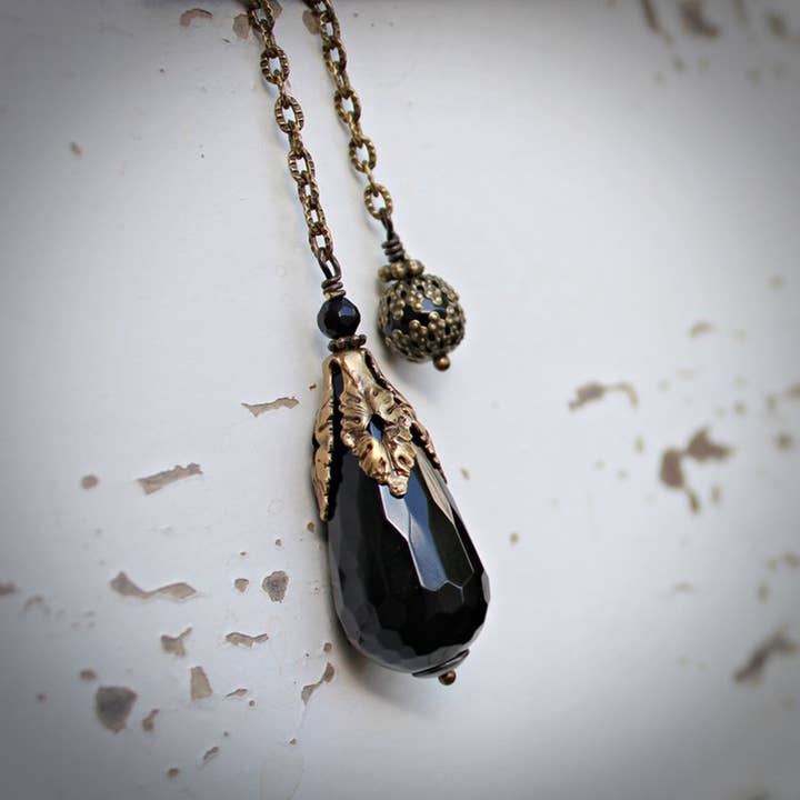 Circa 1890 - Wholesale Meditation Supplies - Faceted Black Onyx Jewelry Pendulum | Protection—Success2