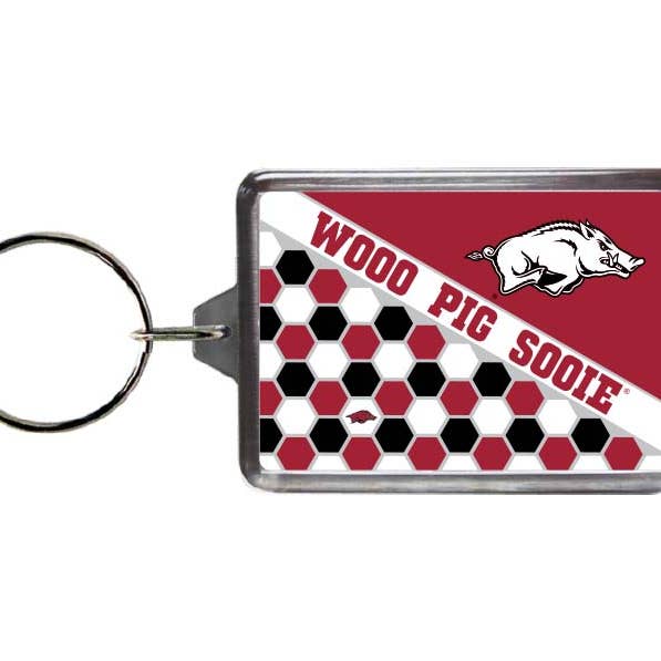 Arkansas Razorbacks Keychain Lucite Honeycomb for wholesale by Jenkins Enterprises