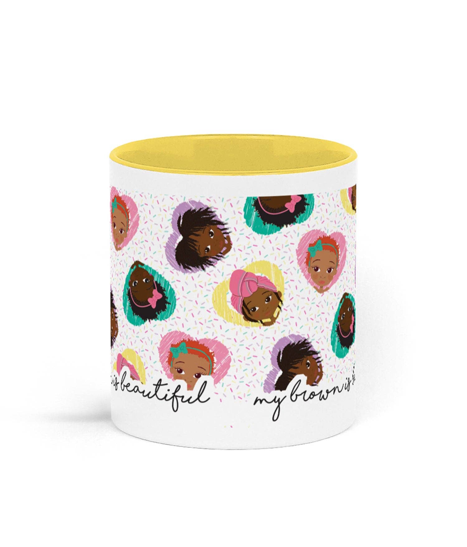 SPRINKLES GIRLS CERAMIC MUG YELLOW | Fefus Designs for wholesale on Faire1