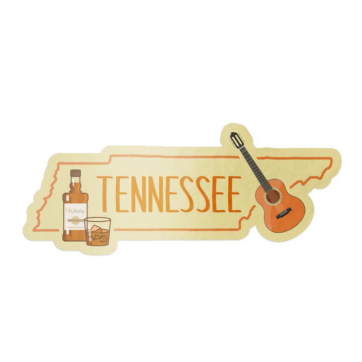 Tennessee Guitar and Whiskey Sticker for wholesale by Barrel Down South