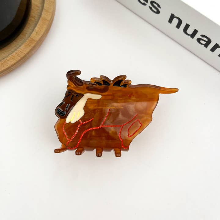TheDivaSoap - Wholesale Hair Clip - Women's - Acetate Antelope Hair Clips, Argali Animal Claw Clip2