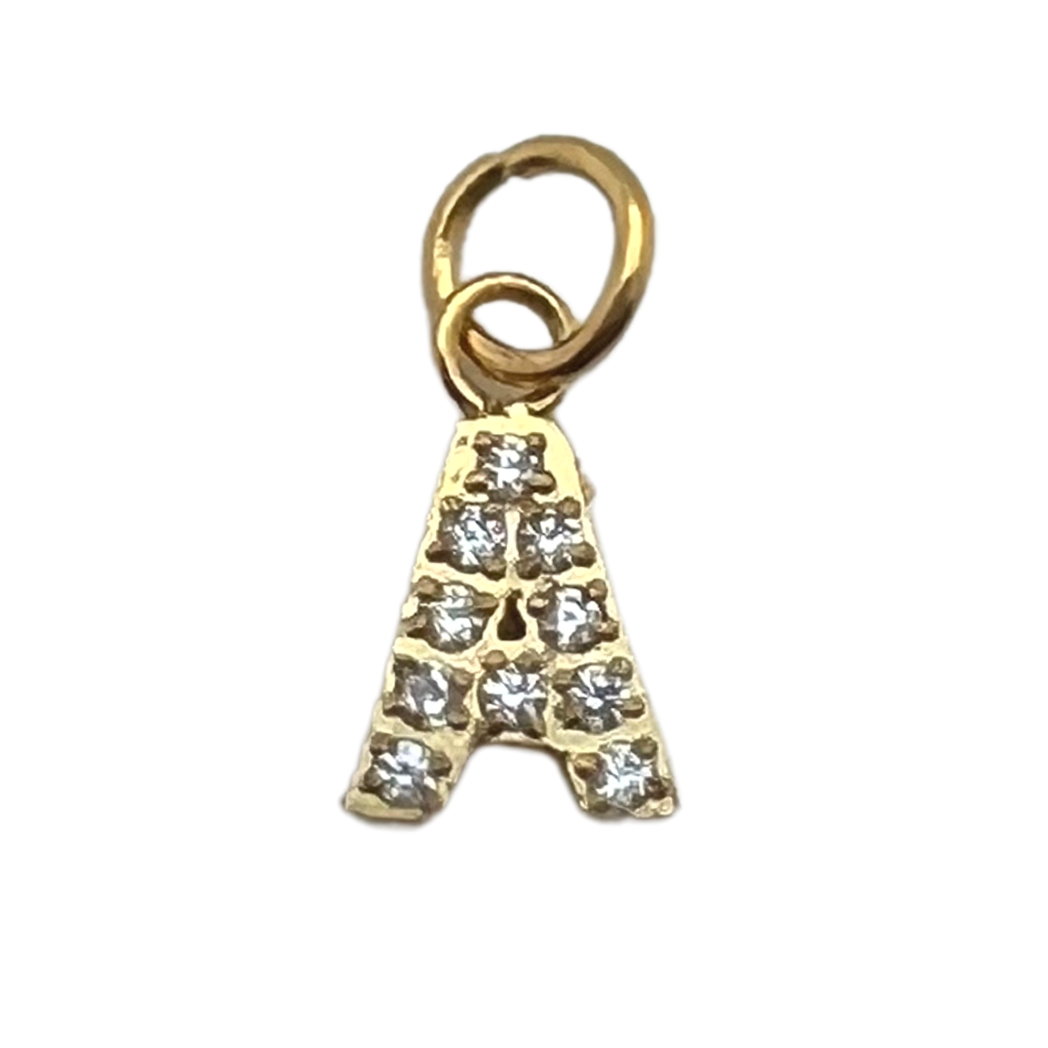 WJW – wholesale Individual charm/pendant – Gold Pavé Set CZ Initial Letter Charms7