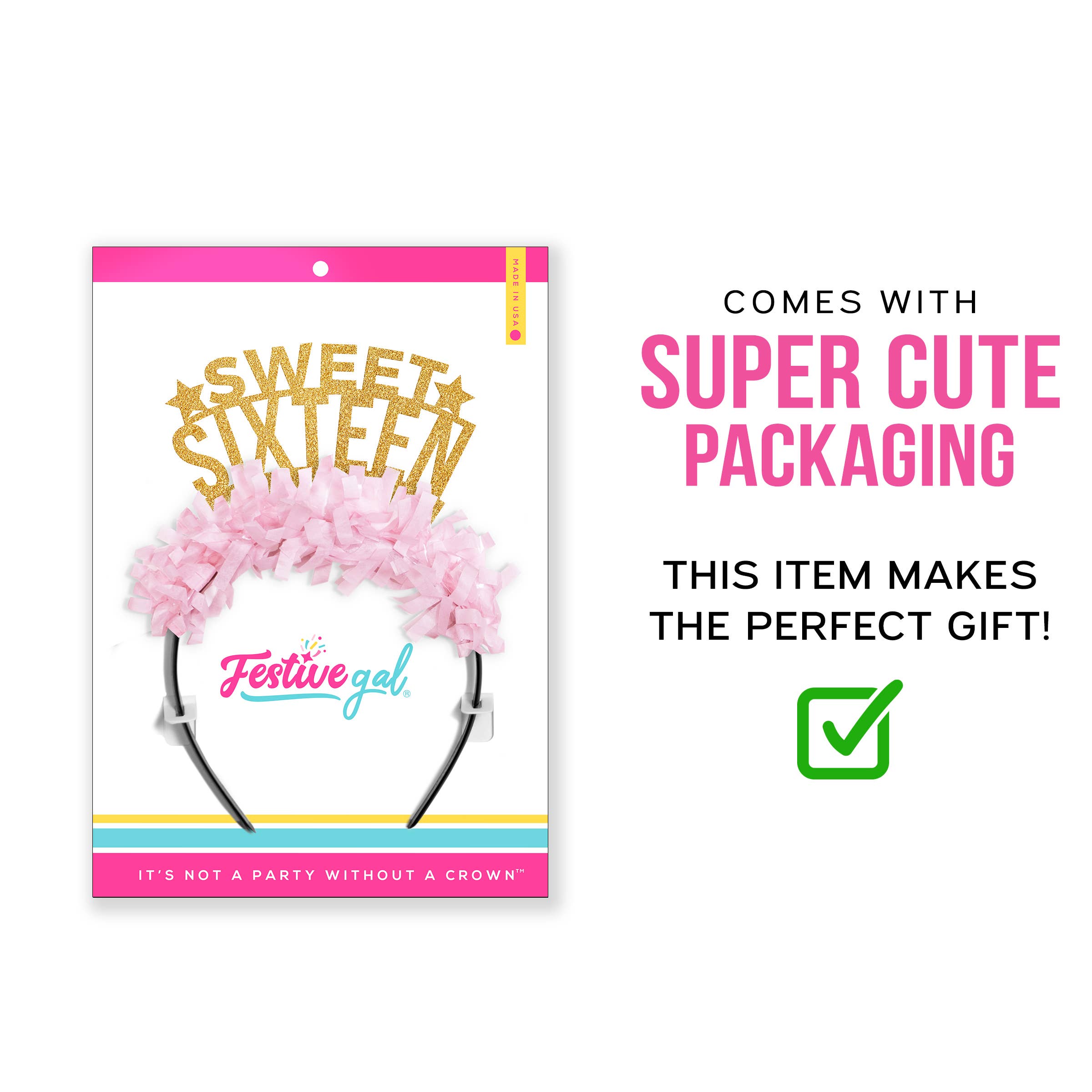 Festive Gal - Wholesale Party Hat/Crown - Sweet Sixteen Birthday Headband Crown3