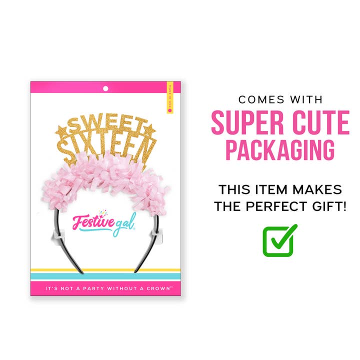 Festive Gal - Wholesale Party Hat/Crown - Sweet Sixteen Birthday Headband Crown3