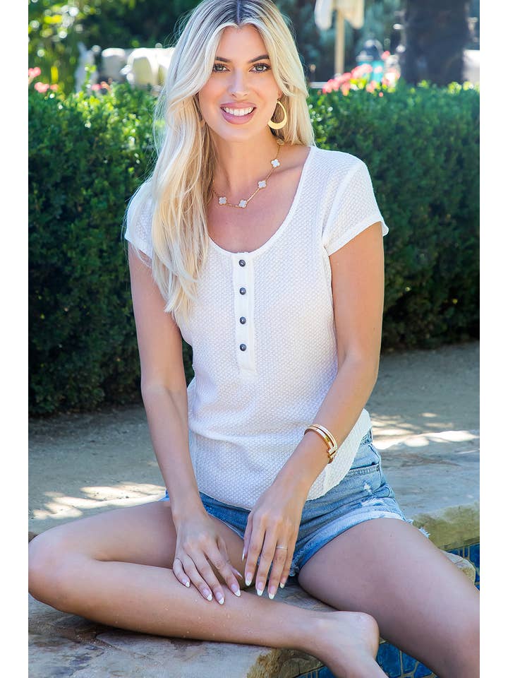 Sweet Lovely by Jen - Wholesale Knit Top - Women's - SW307 HENRY BUTTON S/S TOP3