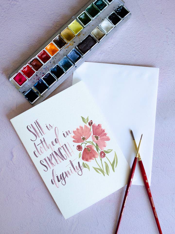 Tarjeta alentadora con versículos bíblicos y flores para venta al por mayor de The Smokey Rose Press