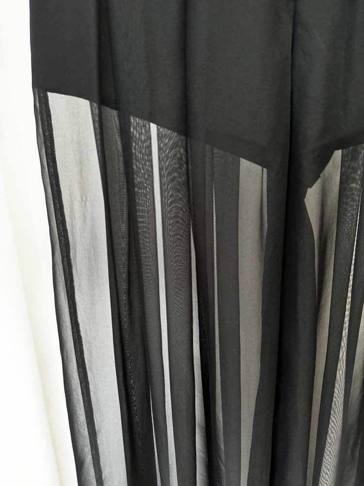 Black 4Y Mesh Stitching Beaded Suit Jacket with Chiffon Trousers for wholesale on Faire14