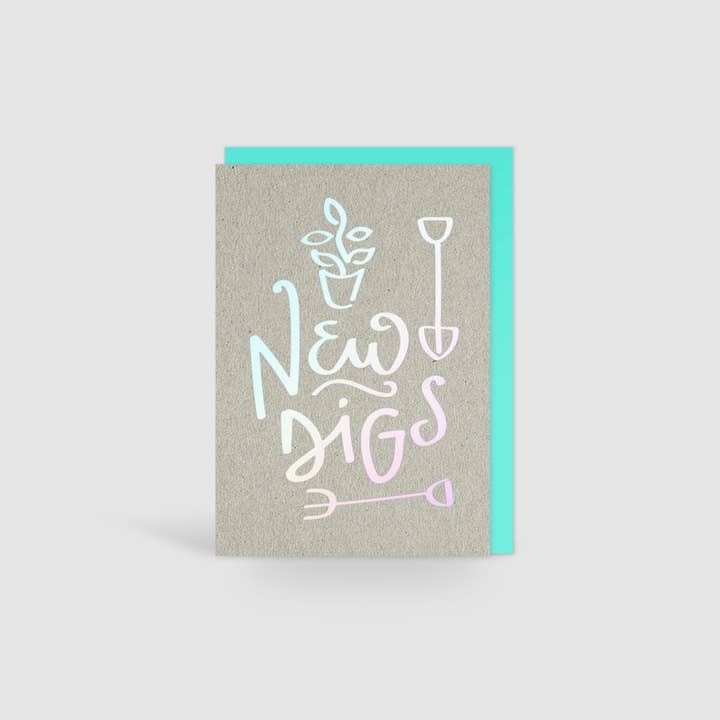 Nieuwe holografische foliekaart van Digs voor wholesale door Jane Katherine Houghton Designs