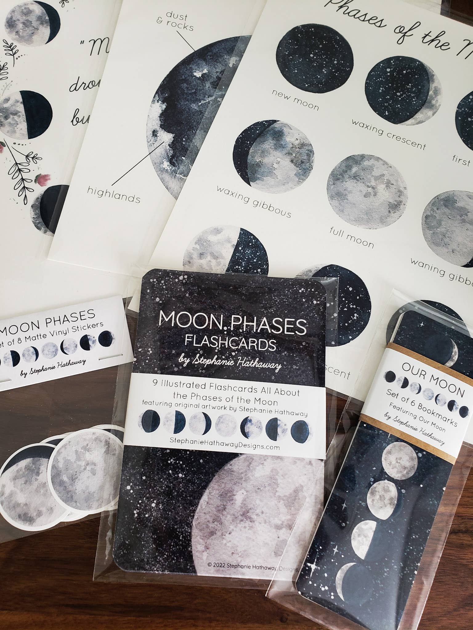 Stephanie Hathaway Designs – Großhandel Lesezeichen – Lesezeichen-Set „Mond“, Set mit 6 Lesezeichen5