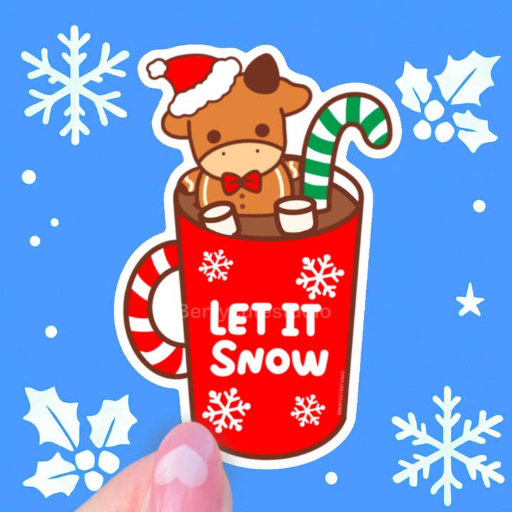 Autocollant vinyle imperméable Café Vacances Vache Chocolat Chaud pour la vente par BerryCuteStudio