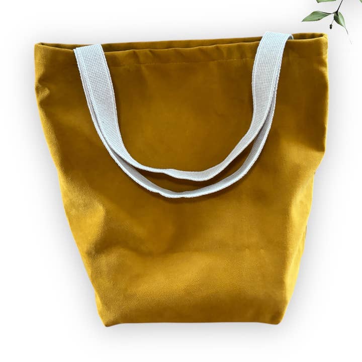 Handcrafted Mustard Velvet Tote Bag – Shopping & Book Tote for wholesale by everydaybags.gifts