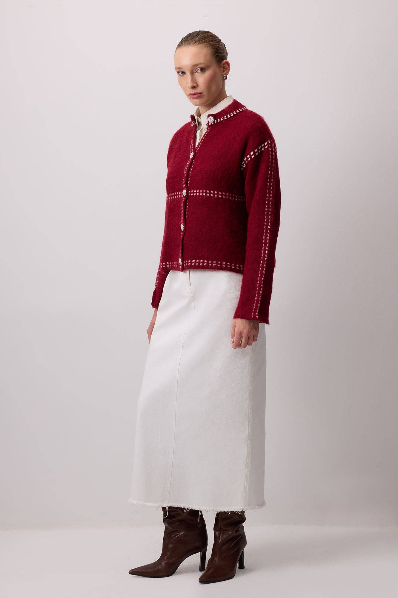 Bordo RASHED CONTRAST CARDIGAN for wholesale on Faire3