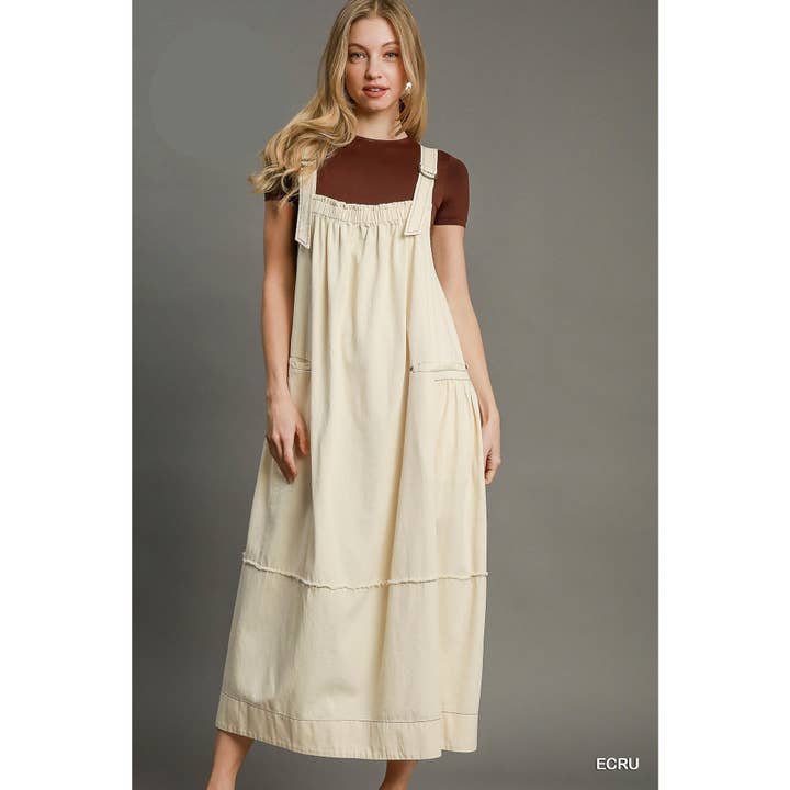 Vestido midi de barril con tirantes para venta al por mayor de STYLE USA