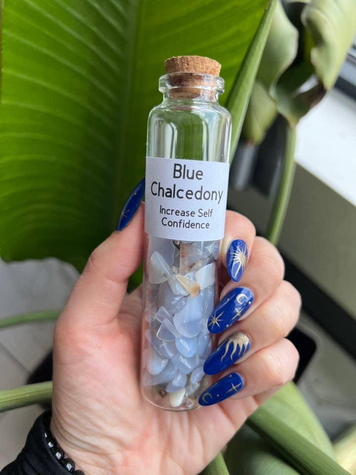 Blue Chalcedony Chip Jar for wholesale by Sapphire & Sage