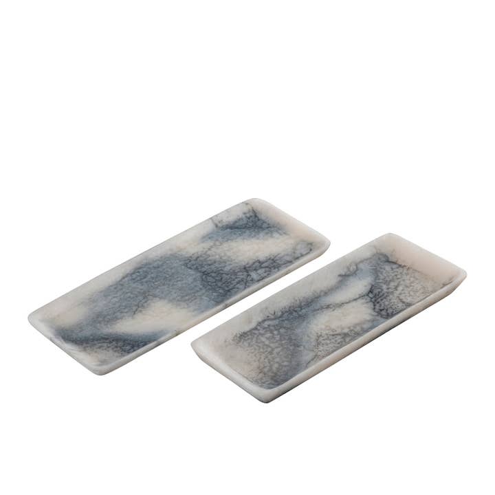 Grey Resin Rectangle Platter Set of 2 for wholesale by BIDKhome