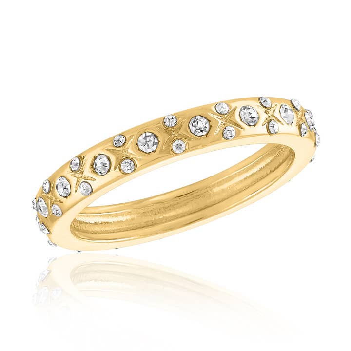 Layers Ring: CZ XO Band Gold Ring for wholesale by Center Court