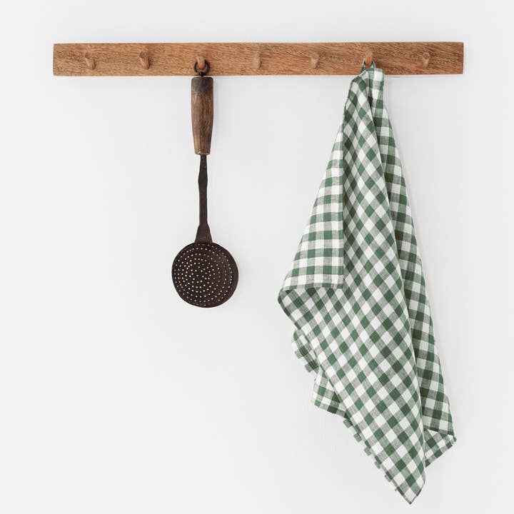 MagicLinen (We handle U.S. import procedures for you) - Wholesale Tea towel - Linen tea towel in Forest green gingham0