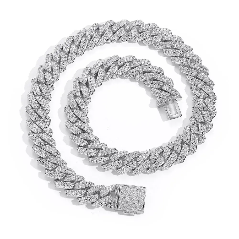 GB Jewelry – wholesale Link & chain necklace – Premium 15mm 18k Gold Diamond Prong Cuban Link Chain7