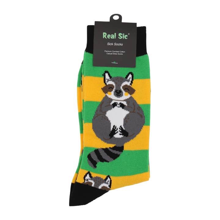 Real Sic - Wholesale Socks - Unisex - Cute Raccoons Socks - Comfy Cotton for Men & Women