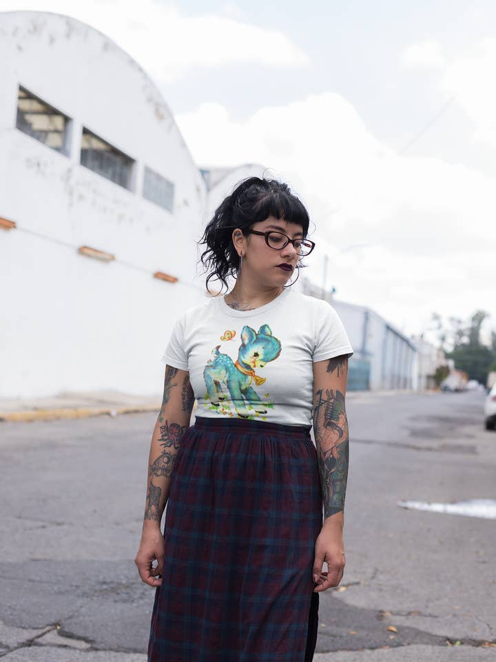 Kitchy Deer Women's Organic Tee Shirt for wholesale by Acme. Baby Co. LLC